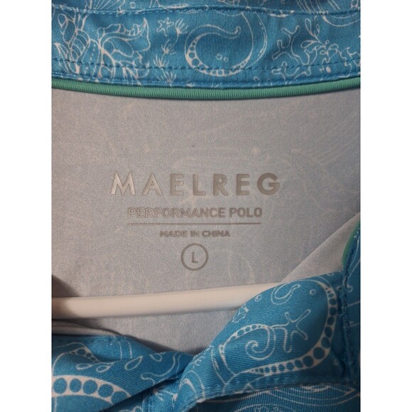 Maelreg Golf Polo Men Stretch Performance AOP Marine Life Whales Seahorse Turtle - Picture 4 of 8